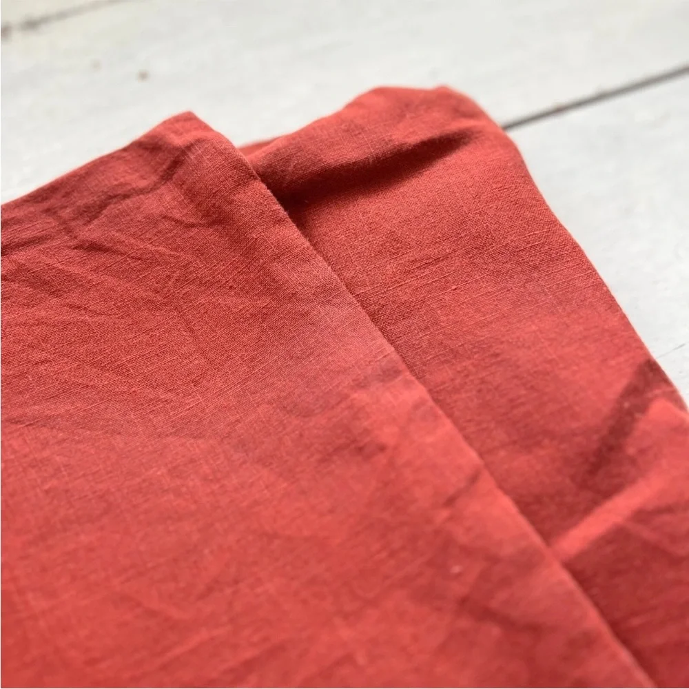 2 RARE West Elm European Flax Linen Shams KING Burnt Red Clay Brick Quiet Luxury